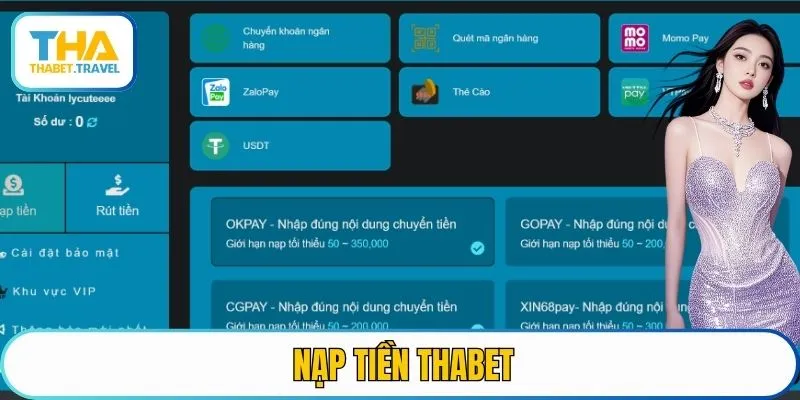 nạp tiền THABET